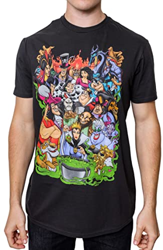 Disney Villains Group Collage Gaston Ursula Maleficent Hades Scar Hook Mens T-Shirt