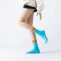 Vista 7 de Yoga Pilates Socks with Grips for Women Non Slip Color Blocking Cushioned Crew Socks for Barre Ballet Dance