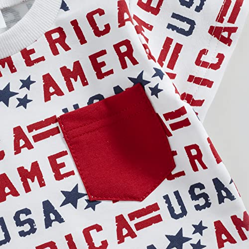 Hoanselay Toddler Baby Boy 4Th Of July Outfit Stars And Stripes Short Sleeve T-Shirt Top And Casual Shorts Summer Clothes Set (Red White And Blue 2, 0-6 Months) #TOP2