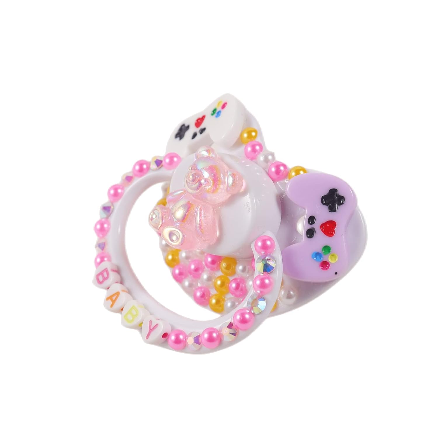 Adult Sized Pacifier, Personalized Pacifier, with Dust Cover Rhinestones Bling Dummy(Pink) - Image 3
