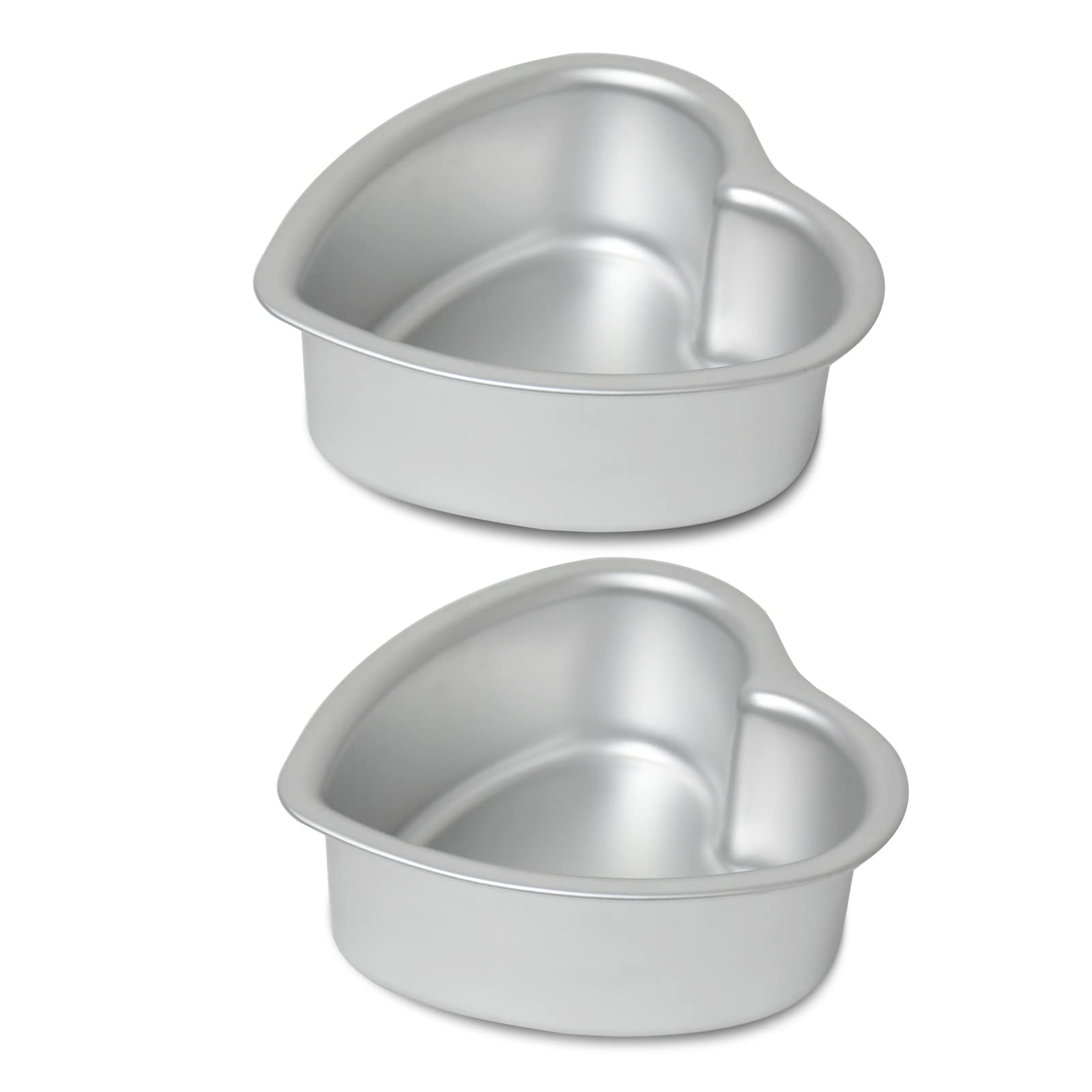 kefyixc Heart-shaped cake pan, heart-shaped cake tin, aluminum, 6-inch heart-shaped-pan, for weddings, parties, family and other occasions cake (6 x 3 Inch,Set of 2) — image 1
