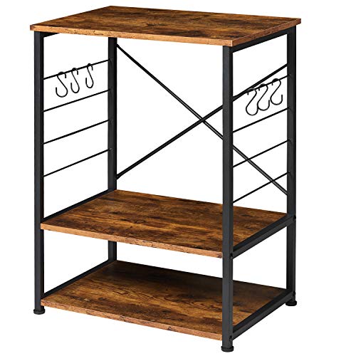 Itaar 3-Tier Industrial Kitchen Baker's Rack, Coffee Bar Microwave Stand with Metal Frame
