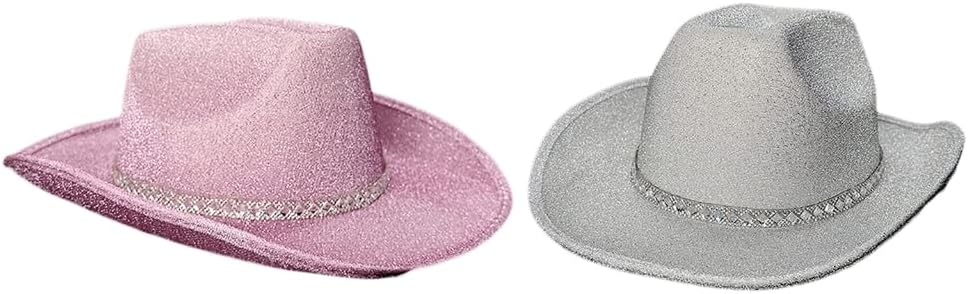 Glitter Cowgirl Hat Cowboy Hat Fedora Bachelorette Party Hat for Bridal Party Western Cowboy Hat Disco Dress Up