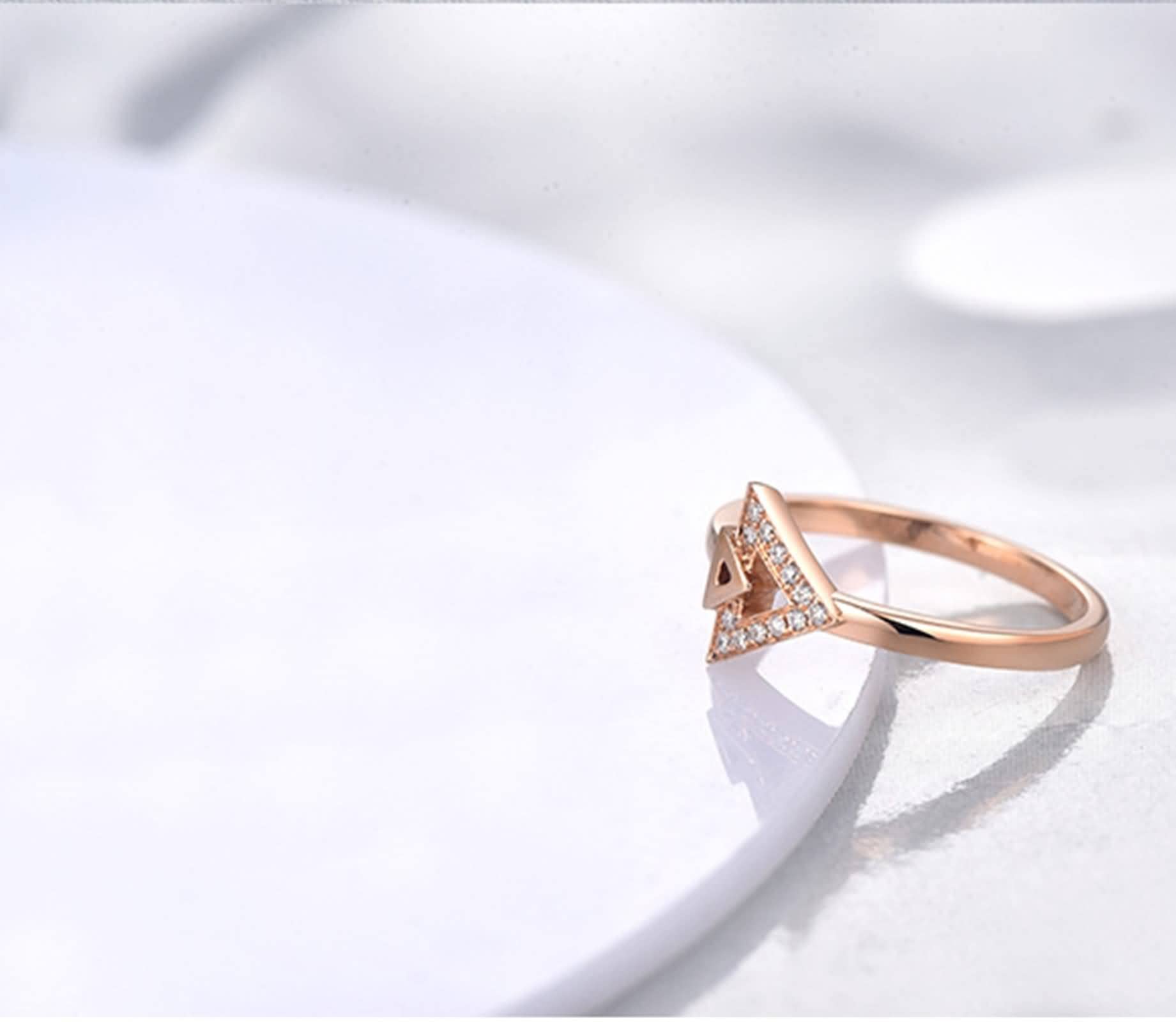 Bague Ado Fille Alliance Couple Bague Or Rose 750 Cadeau Amoureux Bague Triangle