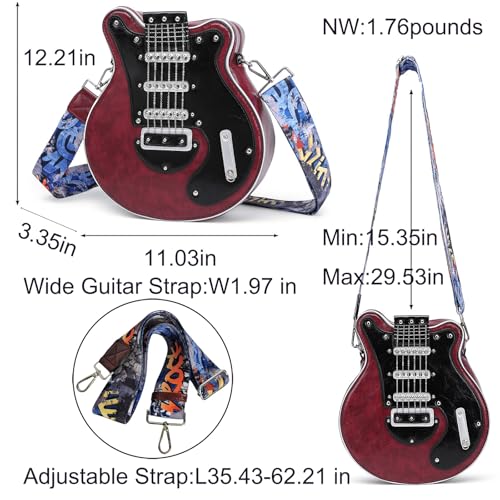 Men and Women Guitar Shaped Crossbody Shoulder Bag PU Leather Unique Novelty Guitar Purse3