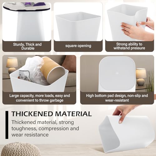 Image of Hoolerry 9 Pieces Garbage Can 2 Gallon Small Trash Cans Bulk Bathroom Trash Bin Plastic Wastebasket Square for Bedroom Slim Bathroom Trashcan Small Container for Kitchen Office Home (Black,White)