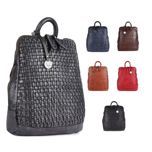 Image of 12.5 Inch Genuine Leather Backpack for Women and Men, Grey Leather Backpack with Adjustable Shoulder Strap