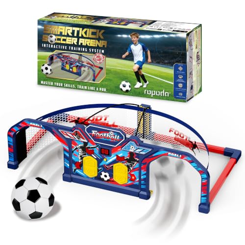 ROPODA Interactive Football Training Game for Kids Football Training Equipment with 3 Game Modes Sounds & Scoreboard Indoor Outdoor Soccer Trainer Toy Gifts for Boys Girls Age 3+ World Cup 2026