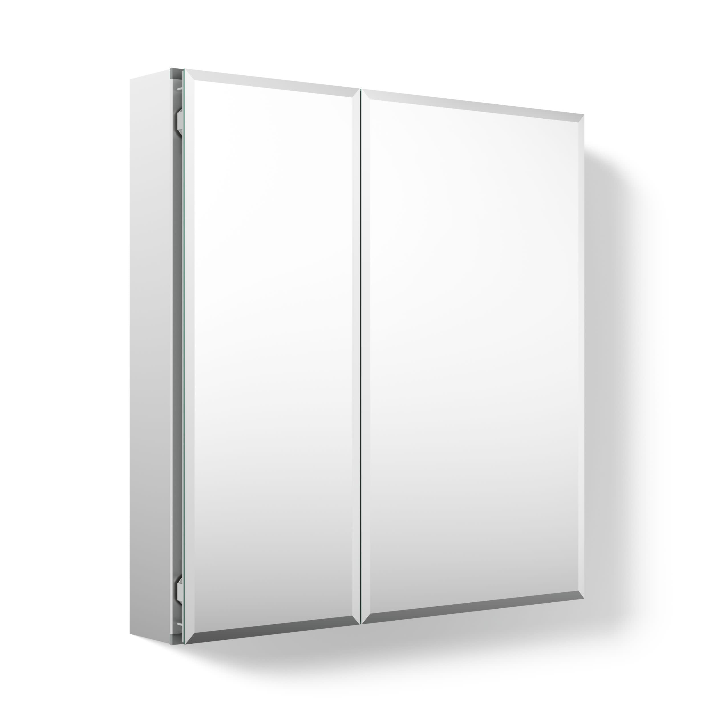 Kohler CB-CLC2526FS Bathroom Medicine Cabinet with Mirror, Beveled Mirror Doors, Adjustable Shelves, Rectangular Beveled Edge, 25 in. W x 26 in. H