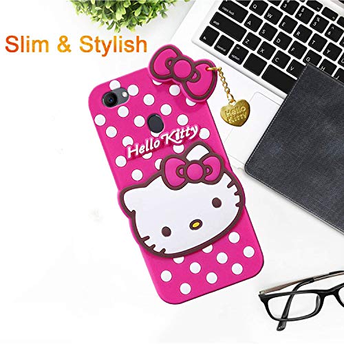 Image of Unirock Hello Kitty Back Case Cover for Vivo V7| 3D Cute Hello Kitty Case |Soft Silicone Rubber Back Cover with Pendant Kitty Cover for Vivo V7 (Pink)
