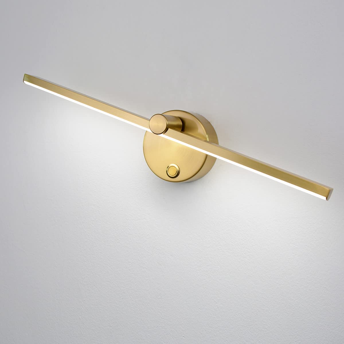 Applique Murale LED Dimmable avec Interrupteur Tactile, Lampe Murale Salle de Bain 300 ° Rotatif Chambre Lampe de Chevet 4000K Salle de Bain Lumière Salon Couloir Éclairage Mural (Gold)