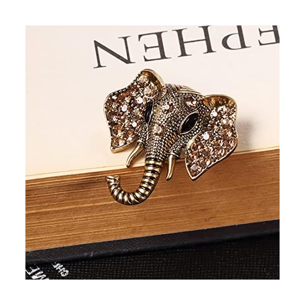 2PCS Animal Brooch Vintage Alloy Inlaid Rhinestone Female Elephant Collar Brooch Pin Badge for WOMEN - Image 4