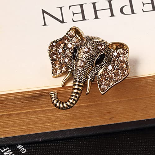 2PCS Animal Brooch Vintage Alloy Inlaid Rhinestone Female Elephant Collar Brooch Pin Badge for WOMEN - Image 4