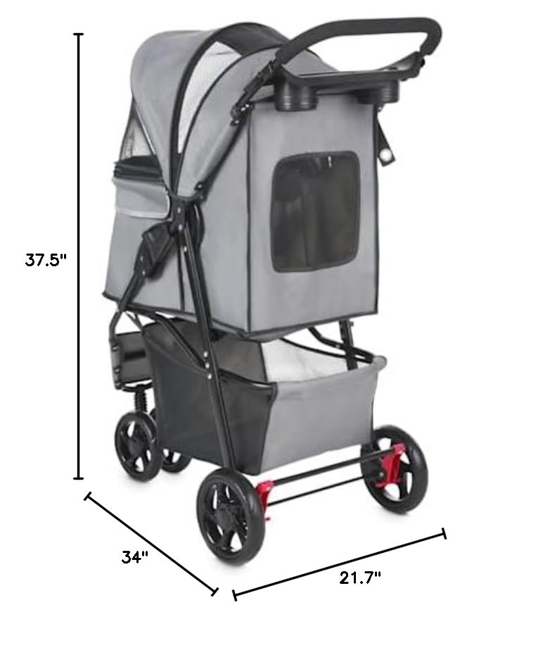 EveryYay by Petco Collapsible Pet Stroller 33'' L X 18'' W X 38'' H Grey