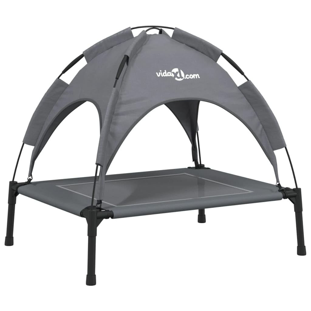 Cama para perros con techo Antracita Tela Oxford y Acero para Perro Gato Salón LH695271