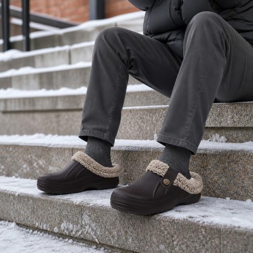 Image of Beslip Fur Lined Clogs for Women & Men Fuzzy Slippers with Memory Foam