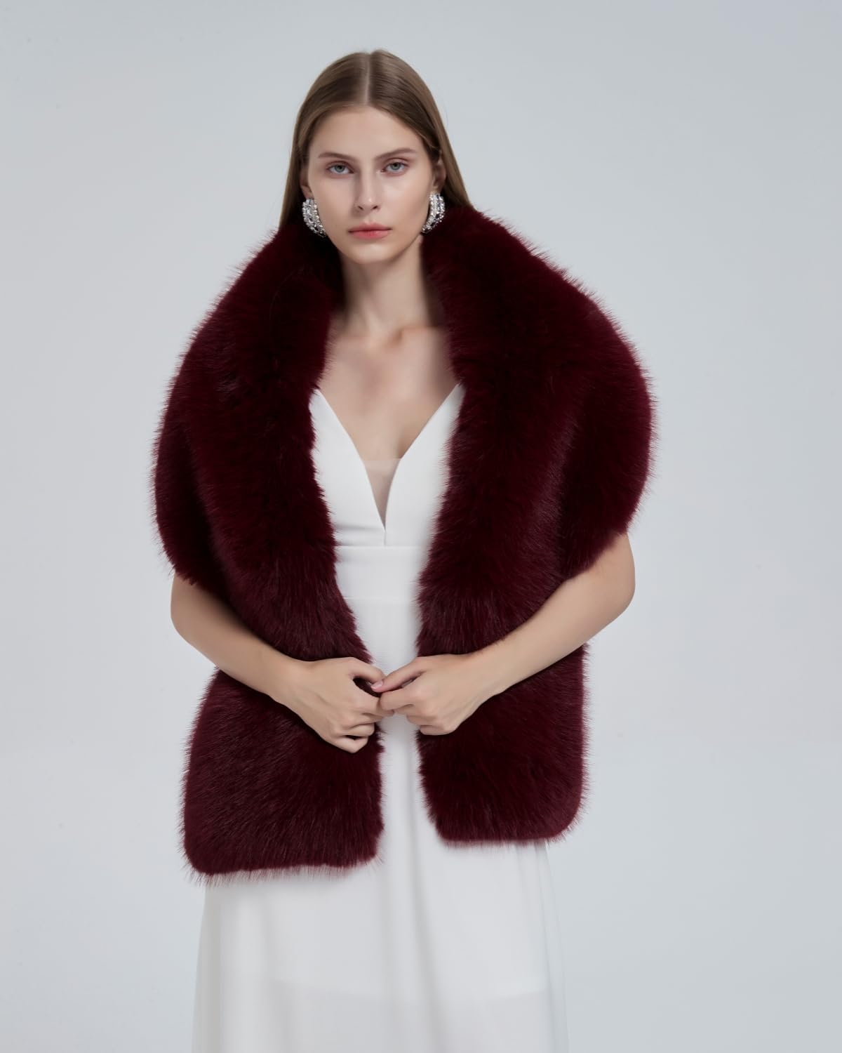 Women Faux Fur Wrap Shawl Winter Warm Fur Scarf Collar Wedding Evening Party Cape - Image 4