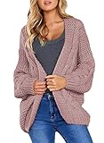 ORANDESIGNE Damen Strickjacke Pullover Cardigan Langarm Oversize Frühling/Winter/Herbst Cardigan Lang Mantel Rosa DE 34