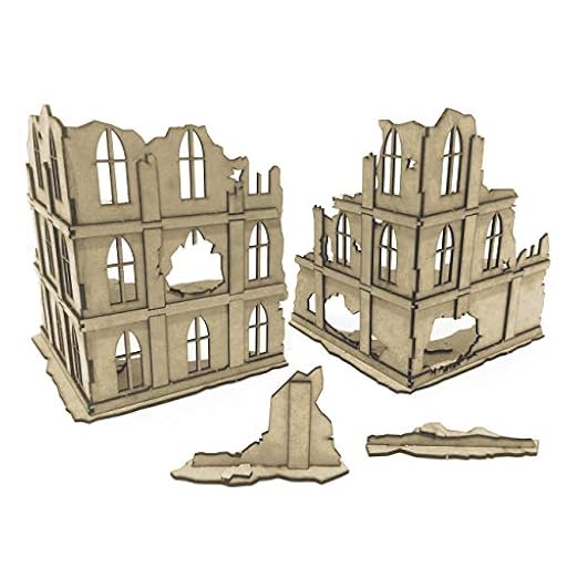PWORK WARGAMES Urban Ruins 02 - Escenario de la Ciudad en ruinas para miniaturas en Escala 28mm / 35mm - miniaturas de Mesa wargame 3D escenografía Terreno - MDF 3mm | Ya disponible en tu tienda friki favorita! En mundofriki.es!