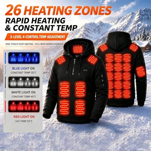 XINGJIAARTS Heated Hoodie for Men Women Unisex Zip Up Warm Rechargeable Heating Sweatshirt USB Electric Winter No Battery - image 2
