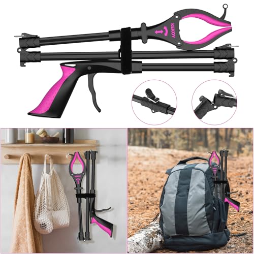 2 Pack 32'' Long Grabber Tool, Grabbers for Elderly Grab It Reaching Tool with Light, Grabber Reacher Tool Heavy Duty with Rotating Jaw & Magnets(Black Rose) - Image 5