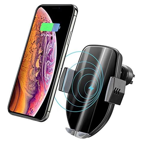 Qi Car Wireless Charger Mount Full Automatic 10W Fast Induction Charger Air Vent Glass Panel Qi Cradle Holder Dock For iPhone X XS Max XR 8plus 8 Samsung S9/S8/S7 Edge/Note 8 All Qi Devices 4.7”-6.5” Cover