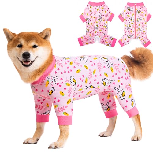Image of Dog Recovery Suit for Small Medium Large Dogs, Pet Onesie After Surgery Comfort Dog Bodysuit Anti Licking (Bunny Carrot,4XL)