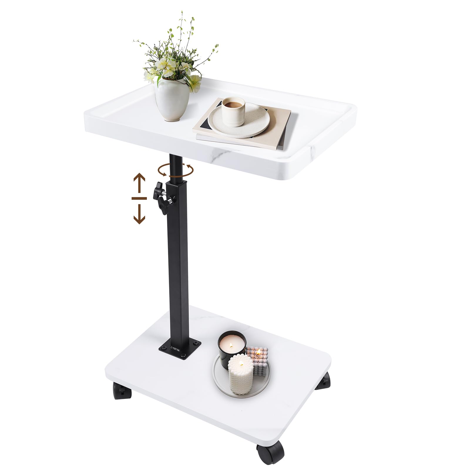 C Table Side Table End Table Adjustable Height，C Shaped End for Couch，Snack Tables,360°Swivel TV Tray Sofa Table， For Small Spaces，Side Tables living