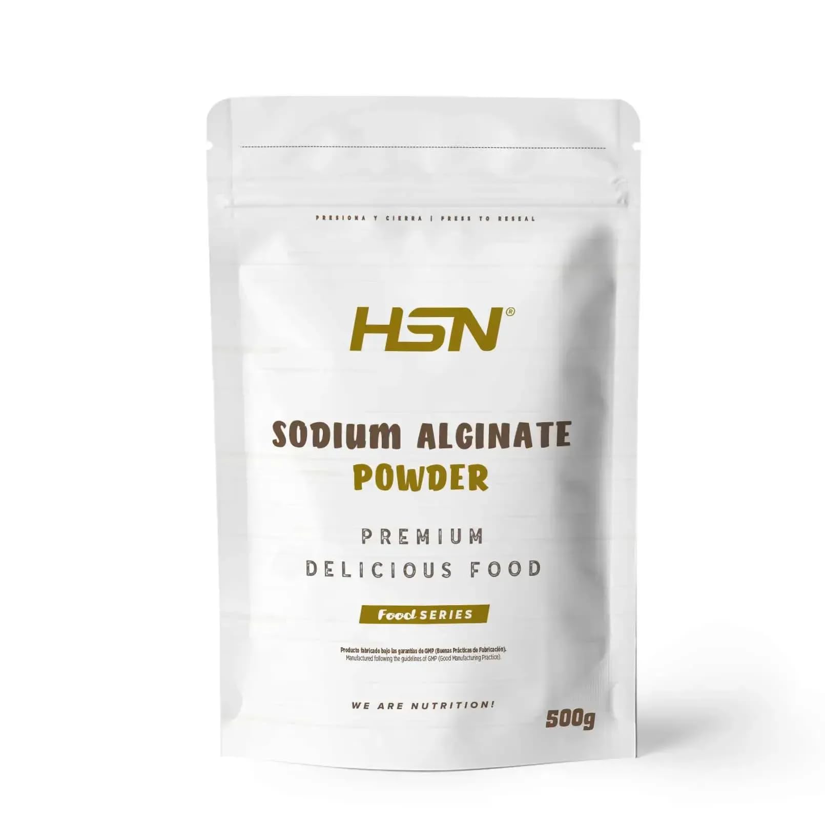 HSN Alginato Sódico en Polvo 500g | Espesante, Gelificante y Estabilizante Alimentario (E401) para Esferificación y Cocina Molecular | 100% Puro, Vegano y Sin Gluten