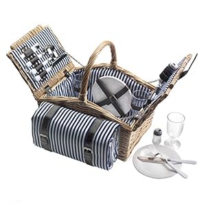 Dutch Mountains Complete Picknickmand – 4 persoons 24delig Deluxe – Incl 4-pers kleed en servies