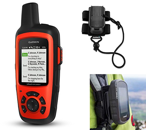 Garmin inReach Explorer+ Hiking GPS Bundle with Hiking Backpack Tether Mount | Belt Clip, Carabiner Clip | Waterproof, GEOS, Weather, Messaging