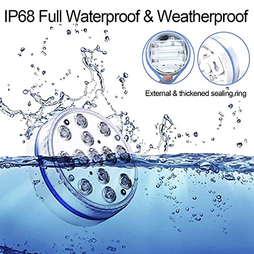 Durawell Submersible LED Pool Lights with Magnets and Suction Cups, RGB Color Changing and Battery Powered LED Underwater Lights with Remote for Pool, Pond and Bathtub Decoration (2 Packs)
