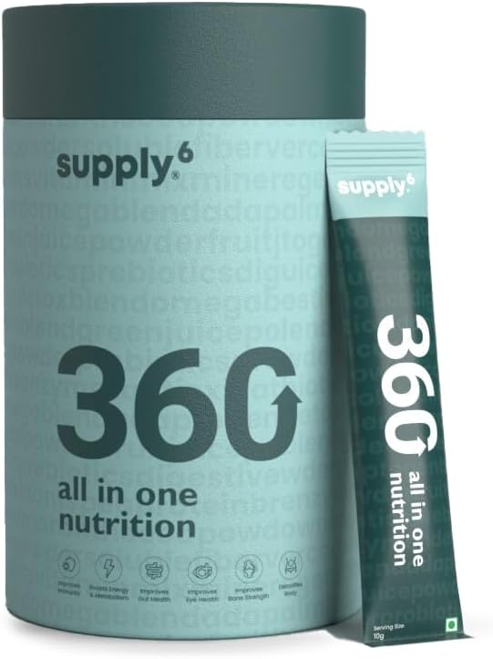 Supply6 360 Ultimate Health Powder for Women and Men | Comprehensive Daily Supplement with 63+ Vitamins, Minerals, Probiotics, and Superfoods | Supports Gut Health, Energy, Immunity