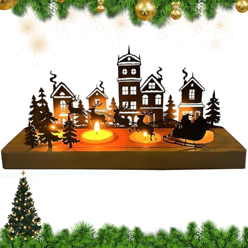 Bougeoir Couronne de l'Avent pour Bougie Chauffe-Plat,Insert à Bougie Bougies de Table,Bougeoir Métal Moderne,pour DIY Couronne de l'Avent Décoration Noël Assiette à Bougies (Tracteur de Noël)