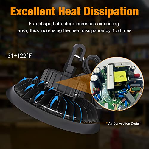 G Gjia Led High Bay Light 240W 36000Lm 5000K Ufo Etl Listed Commercial Lights 150Lm/W 1-10V Dimmer High Bay Led Light Warehouse Workshop 6' Cable 100-277V #TOP3