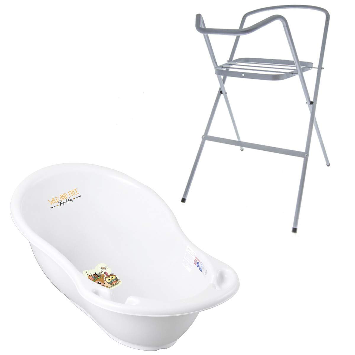 Mon Mobilier Design Baignoire bébé thermomètre Blanc Biche 86 cm + Pied