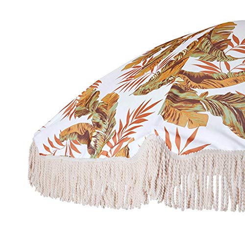 2m Round Parasol Small Outdoor Sun Umbrella Beach Patio Tassel Wooden Parasols With Tilt Function, Waterproof And Protection - Image 4