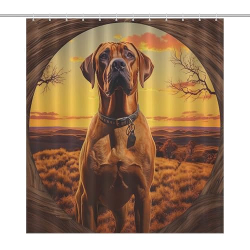 Rideau Douche Lavable Machine en Tissu Polyester Imperméable Chien 168x183cm