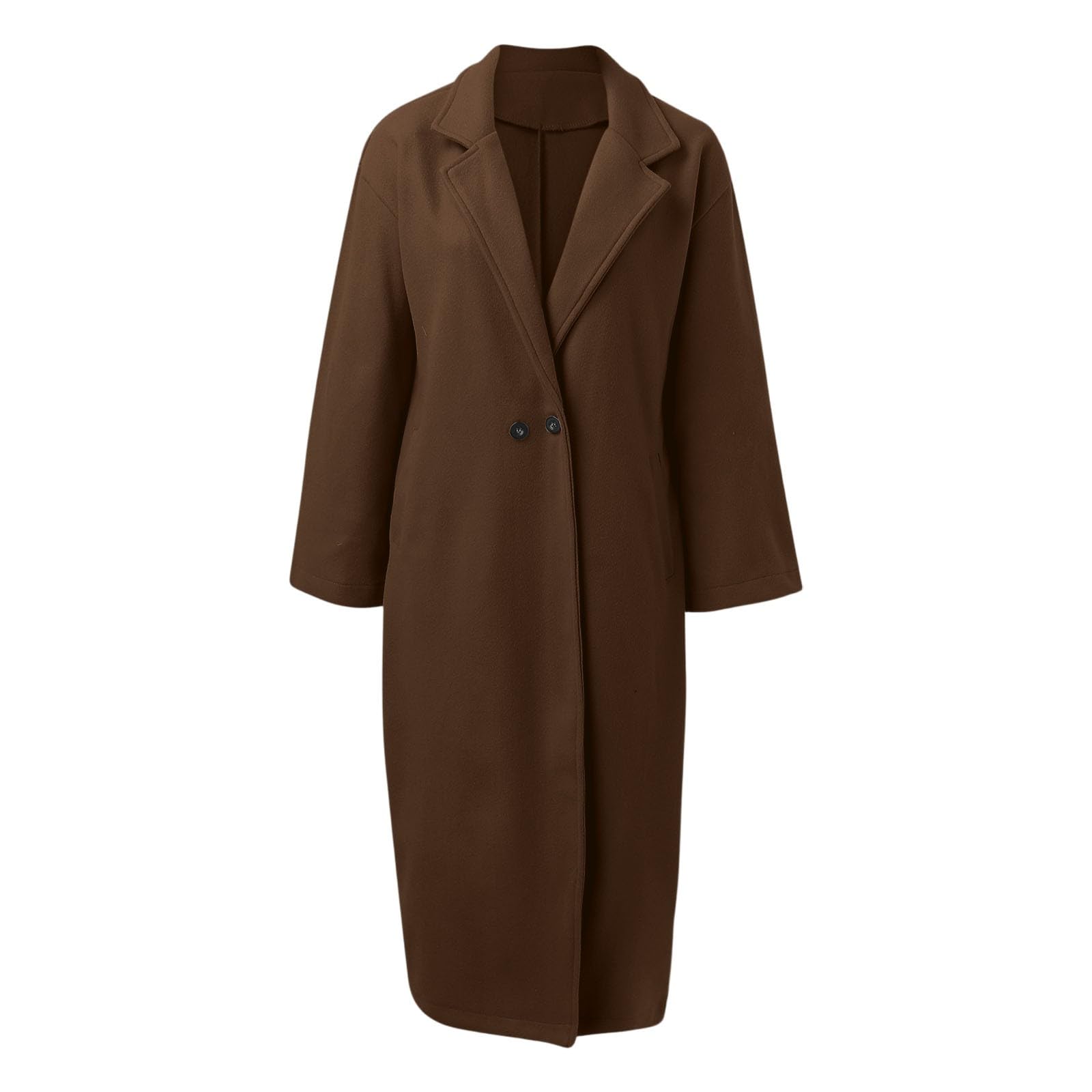 Cappotto lungo casual taglie forti, caldo cappotto invernale stile trench per donna