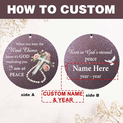 Image of Personalized Outside Wind Chimes for Loss Mother Father, Cross Memorial Sympathy Wind Chime for Funeral, Bereavement Gifts in Memory of Loss