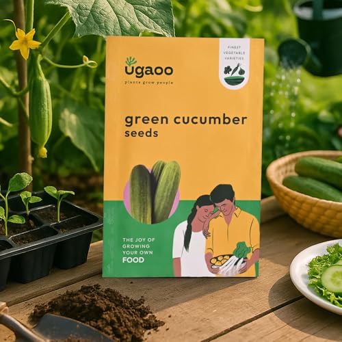 Image of UGAOO Vegetable Seeds Combo for Home Garden - Cherry Tomato, Broccoli, red capsicum, green Onion, green cucumber - Pack of 5