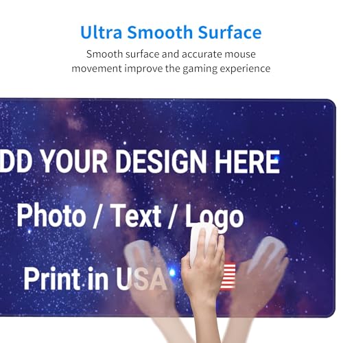 Image of Custom Large Desk Pad with Photo Text Personalized Picture Logo Non-Slip Game Computer Mouse Mat Customized Office Supplies, Print in USA (12x31.5 inch, 1 Photo)