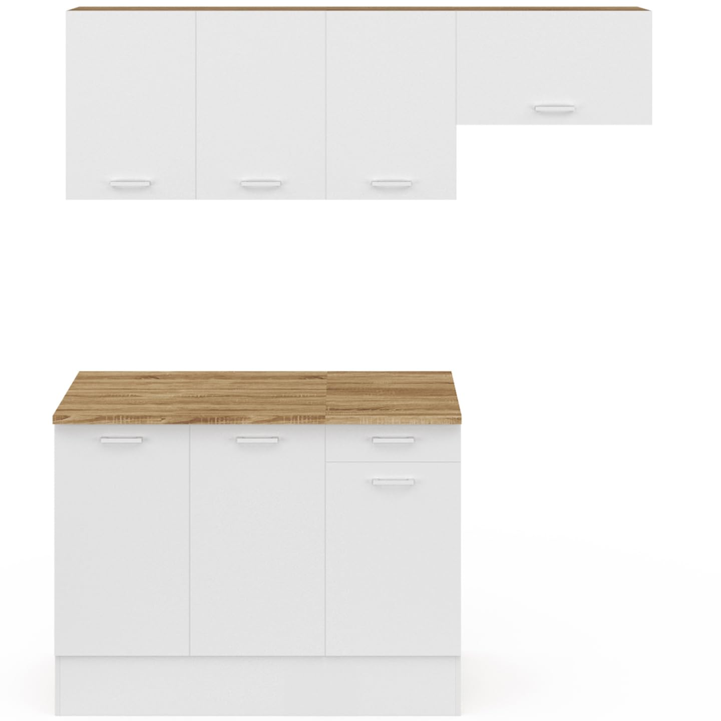 Cuisine complète 180 cm Subtil Plan de Travail 5 éléments Bois Blanc