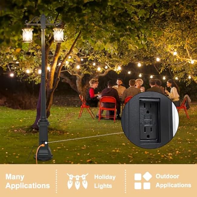 Outdoor Lamp Post Lights Double-Head Farmhouse Street Light Fixture Black Lantern