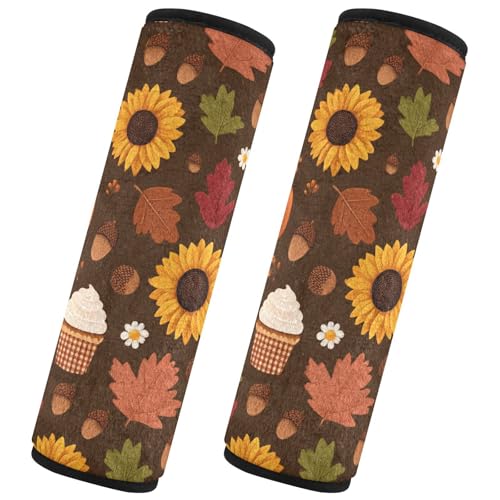 Image of 2 Pack Seatbelt Covers Seat Belt Cover Pad for Adults Boys Girls Car Seat Strap Covers Pads Cushion Universal Shoulder Strap Pad Protector for Backpack Camera Bag 6.5 Inch Sunflowers Maple Leaves Pump