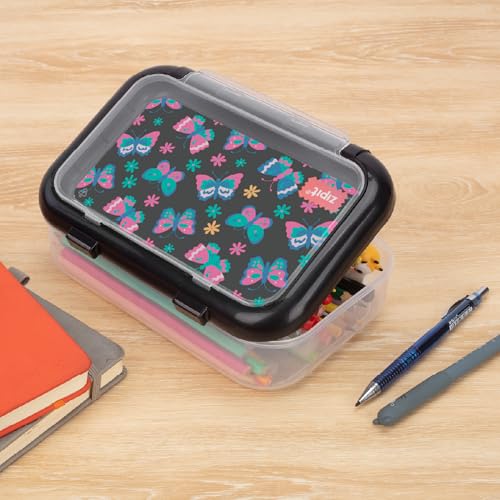 Image of ZIPIT: 2 Compartment Recycled Box - Butterflies - Large Capacity Pencil Case, Plastic Stationery Organizer, School Supplies-Toys Holder, Kids Girl-Boy