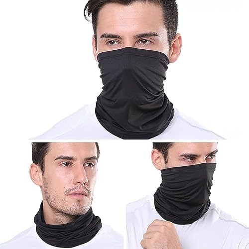 TOPBELIEF Chusta Kominowa Wielofunkcyjna - Bandana Unisex Elastyczna, Ochrona Przed Słońcem i UV, Chusta na Twarz Męska, Ochrona Przed Wiatrem (Czarny)