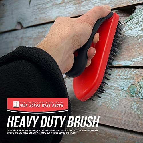 Hand Block Wire Brush  Iron Grip Stiff Metal Brush, Heavy Duty Wire Brush for Rust Removal, Brickworks, and Paint Removal
