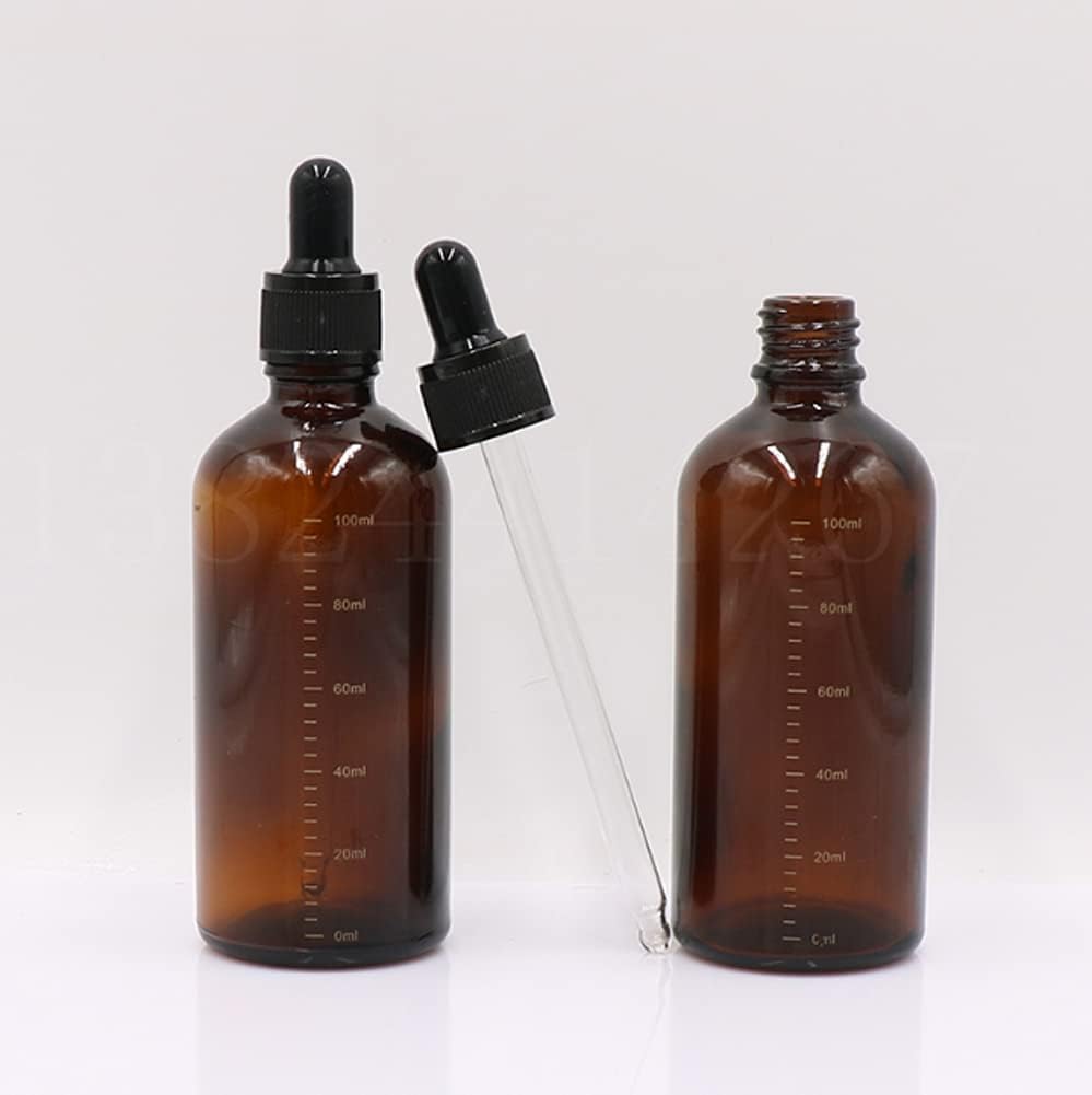 3PCS 100ml 3.5oz Amber Graduated Scale Glass Bottles with Glass Eye Droppers Dispenser Essential Oils Perfumes Bottles Cosmetic Containers Jars Vial for DIY Aromatherapy - Image 5