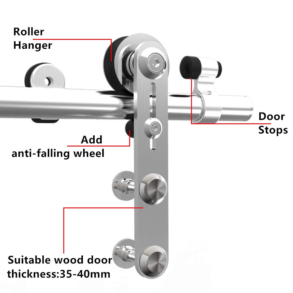 CCJH 183CM/6FT Herraje para Puerta Corredera Acero Inoxidable Kit de Accesorios, Guia Riel Puertas Correderas, Forma I